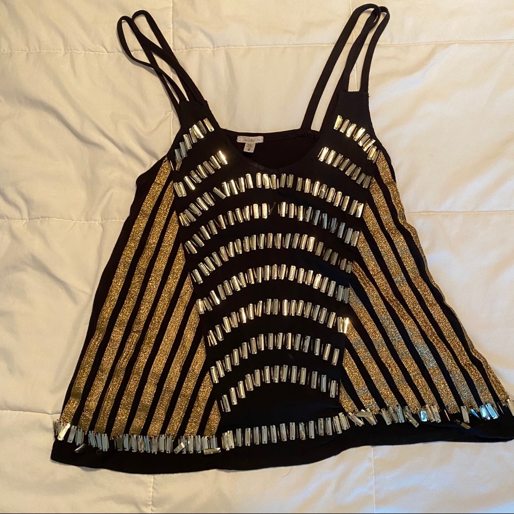 Gold Sequin Black tank